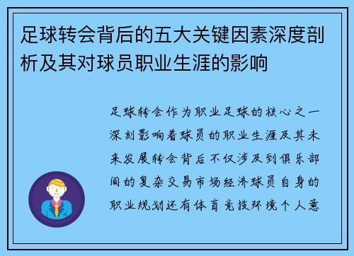 足球转会背后的五大关键因素深度剖析及其对球员职业生涯的影响 足球转会背后的五大关键因素深度剖析及其对球员职业生涯的影响